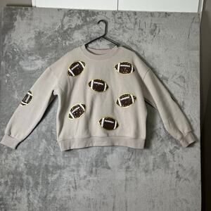 Kirkland’s Sequin Football Sweatshirt Medium Game Day Tailgate Pullover